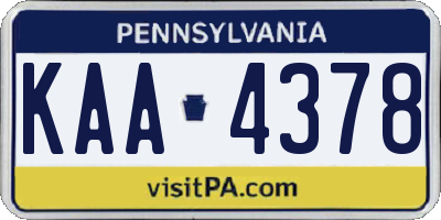 PA license plate KAA4378
