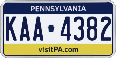 PA license plate KAA4382