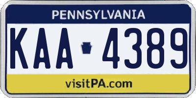 PA license plate KAA4389