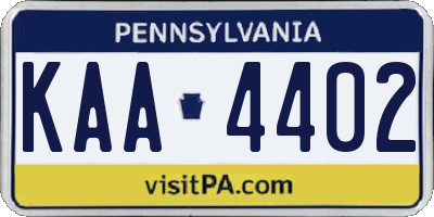 PA license plate KAA4402