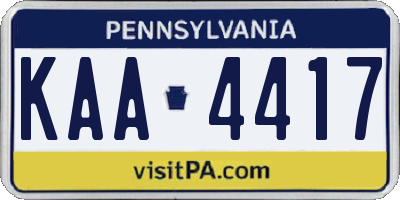 PA license plate KAA4417