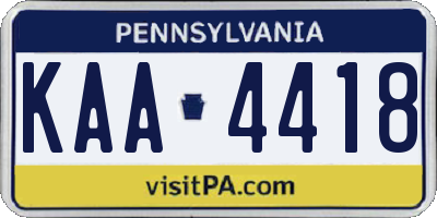 PA license plate KAA4418