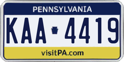 PA license plate KAA4419