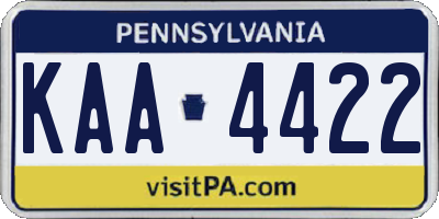 PA license plate KAA4422