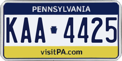 PA license plate KAA4425