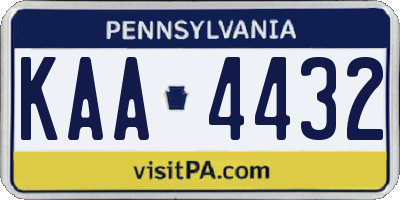 PA license plate KAA4432