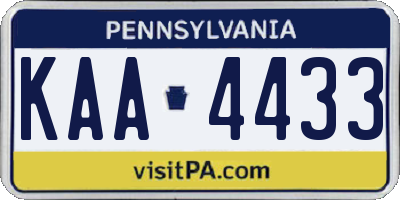 PA license plate KAA4433