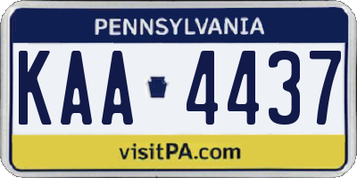 PA license plate KAA4437