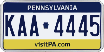 PA license plate KAA4445