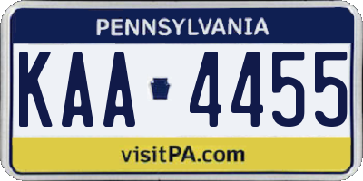 PA license plate KAA4455