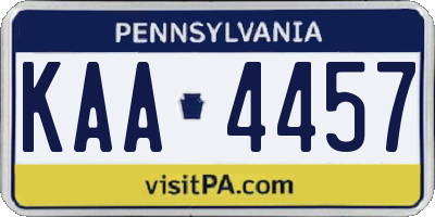 PA license plate KAA4457