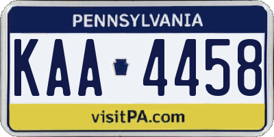 PA license plate KAA4458