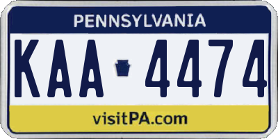PA license plate KAA4474