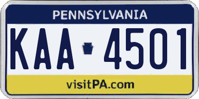 PA license plate KAA4501