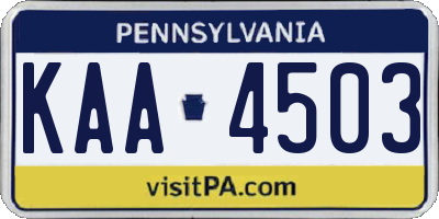 PA license plate KAA4503