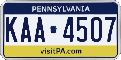 PA license plate KAA4507