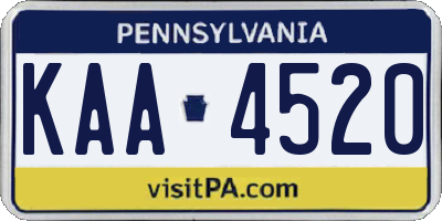 PA license plate KAA4520