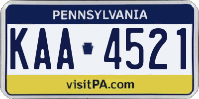 PA license plate KAA4521