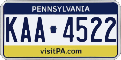 PA license plate KAA4522