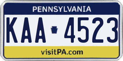 PA license plate KAA4523