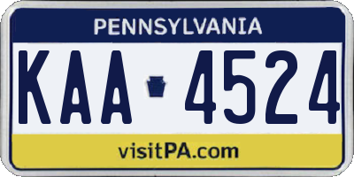 PA license plate KAA4524