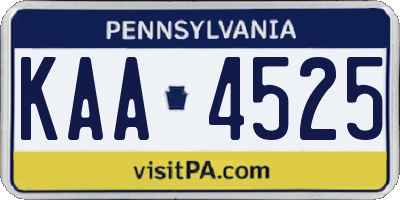 PA license plate KAA4525