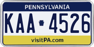 PA license plate KAA4526