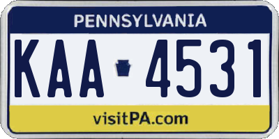 PA license plate KAA4531