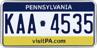 PA license plate KAA4535
