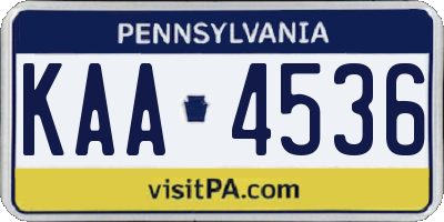 PA license plate KAA4536