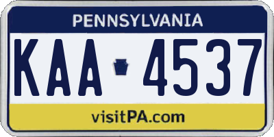 PA license plate KAA4537