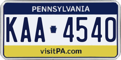 PA license plate KAA4540