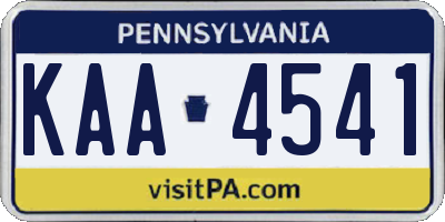 PA license plate KAA4541