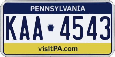 PA license plate KAA4543