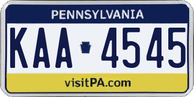 PA license plate KAA4545