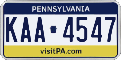 PA license plate KAA4547