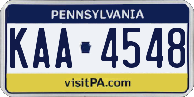 PA license plate KAA4548