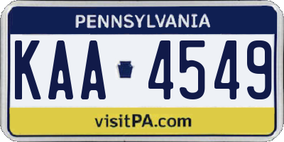 PA license plate KAA4549