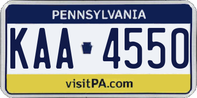 PA license plate KAA4550