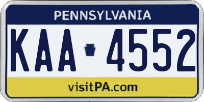 PA license plate KAA4552