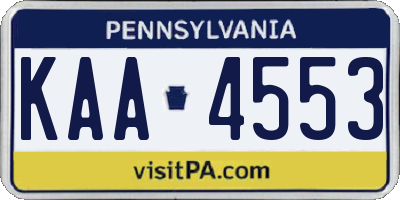 PA license plate KAA4553