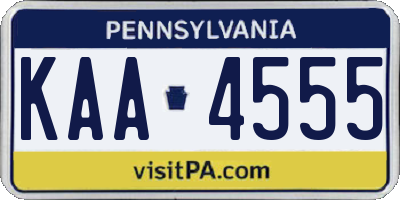 PA license plate KAA4555