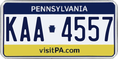 PA license plate KAA4557