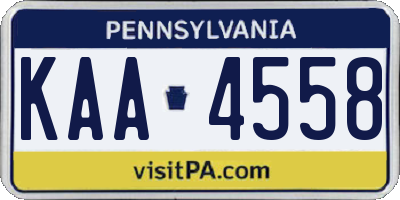 PA license plate KAA4558