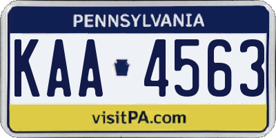 PA license plate KAA4563