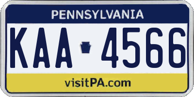 PA license plate KAA4566