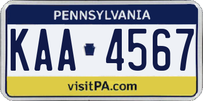 PA license plate KAA4567
