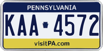 PA license plate KAA4572