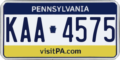 PA license plate KAA4575