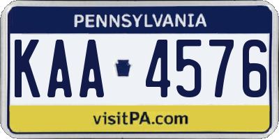 PA license plate KAA4576